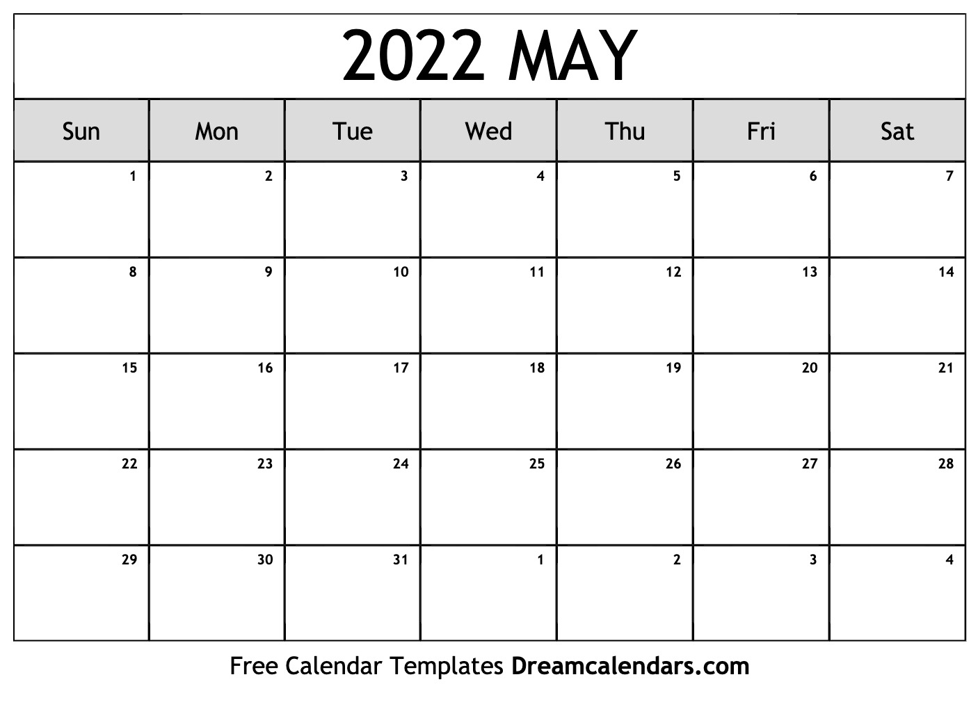 May 2022 Calendar | Free Blank Printable Templates