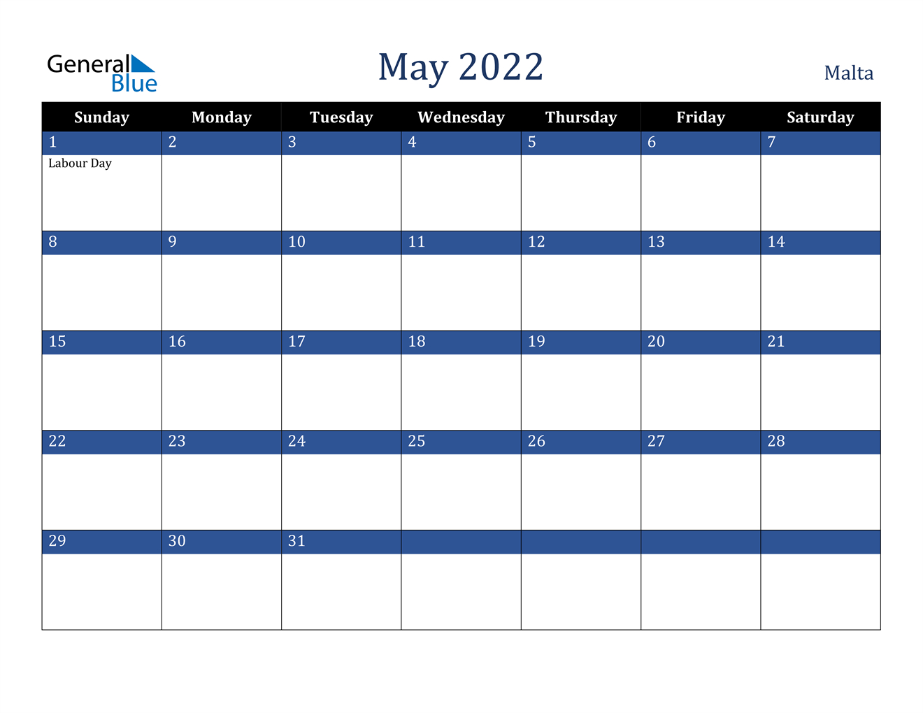 May 2022 Calendar - Malta