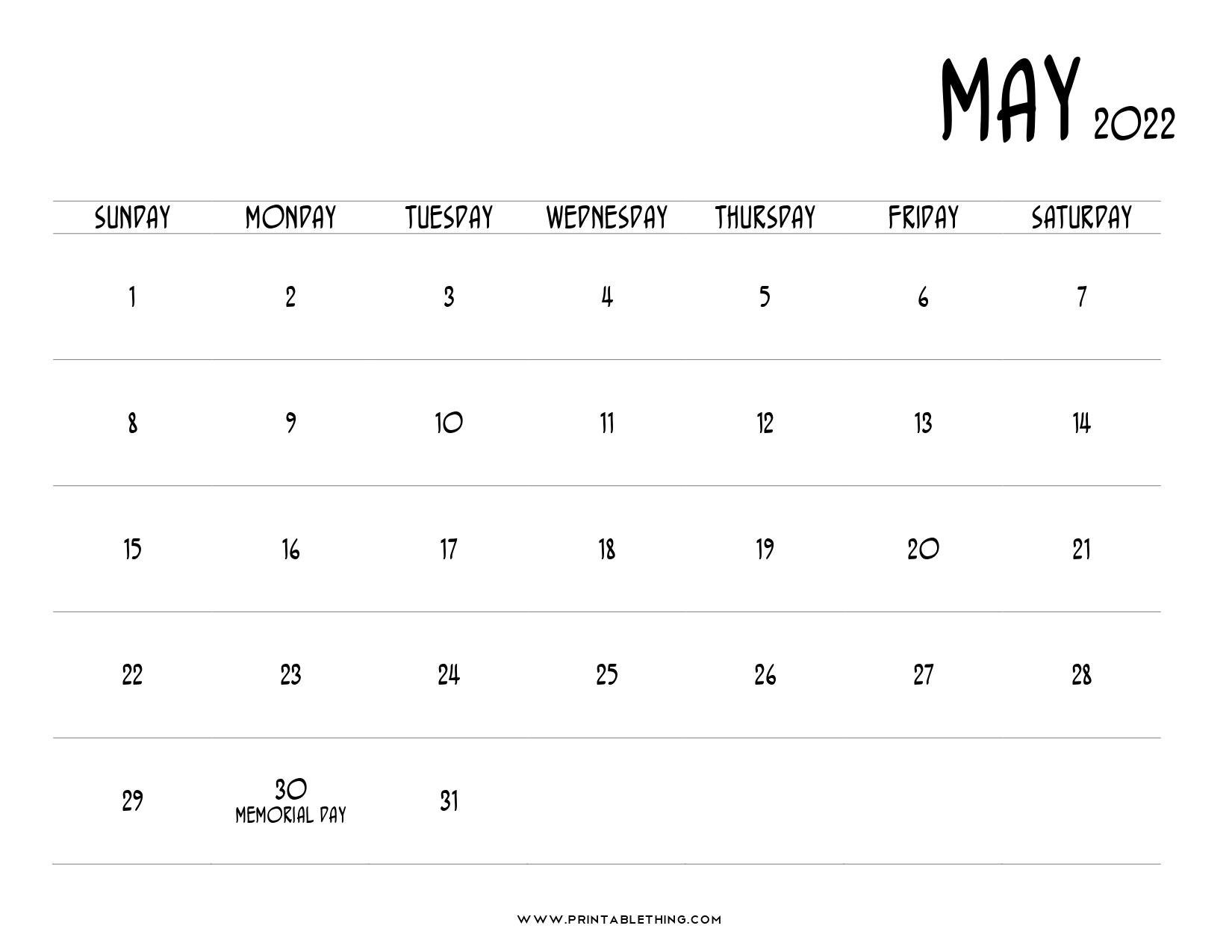 May 2022 Calendar | Printable, Pdf, Us Holidays, 2022