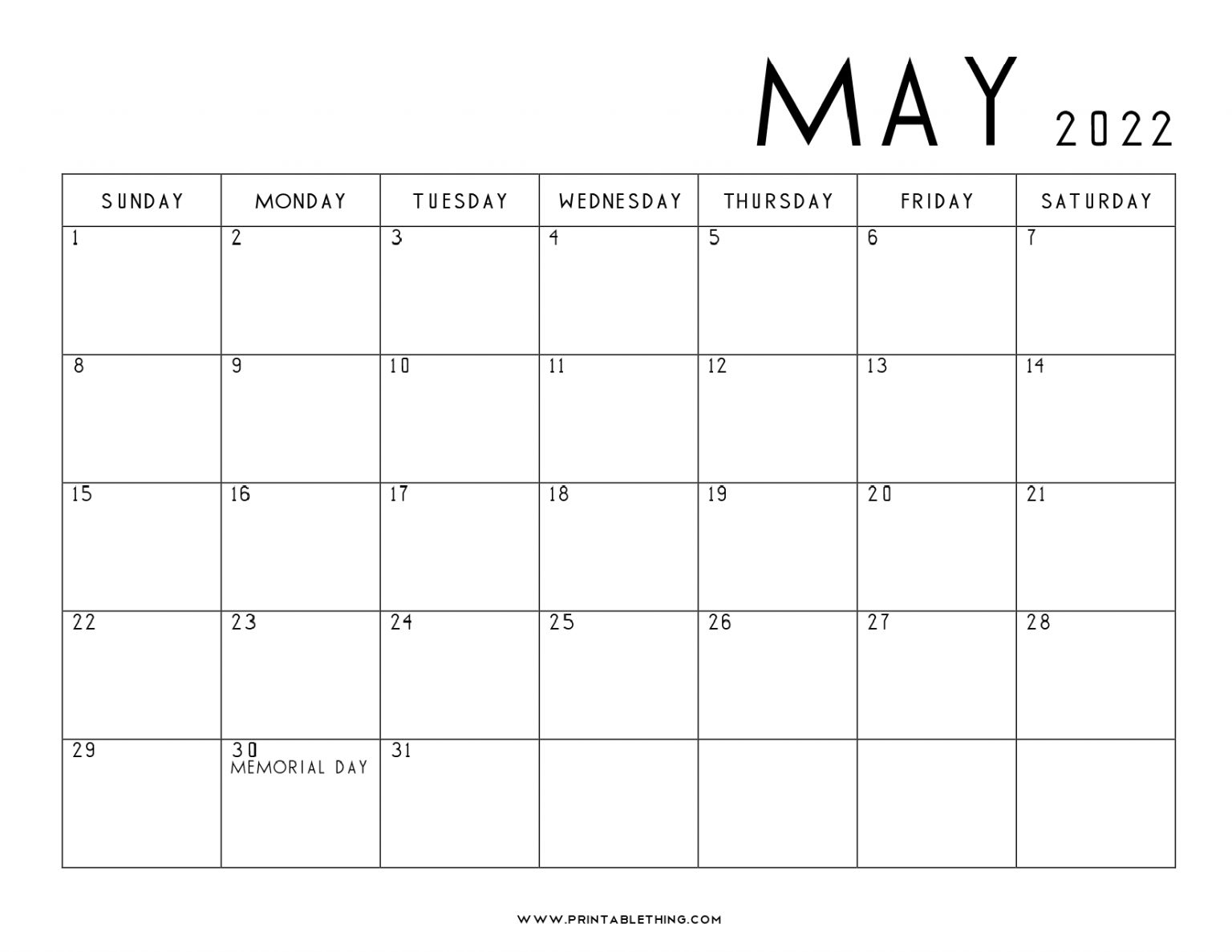 May 2022 Calendar | Printable, Pdf, Us Holidays, 2022