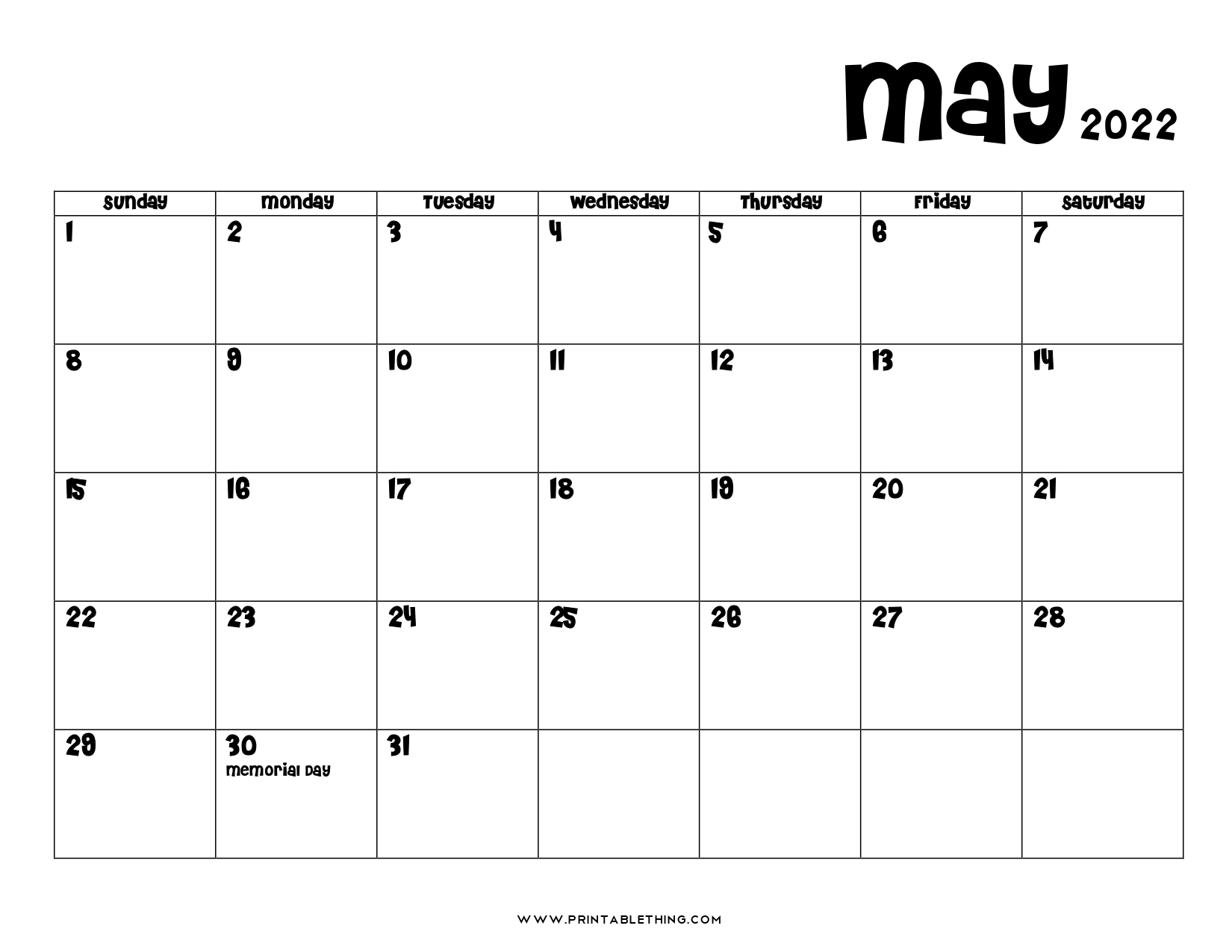 May 2022 Calendar | Printable, Pdf, Us Holidays, 2022