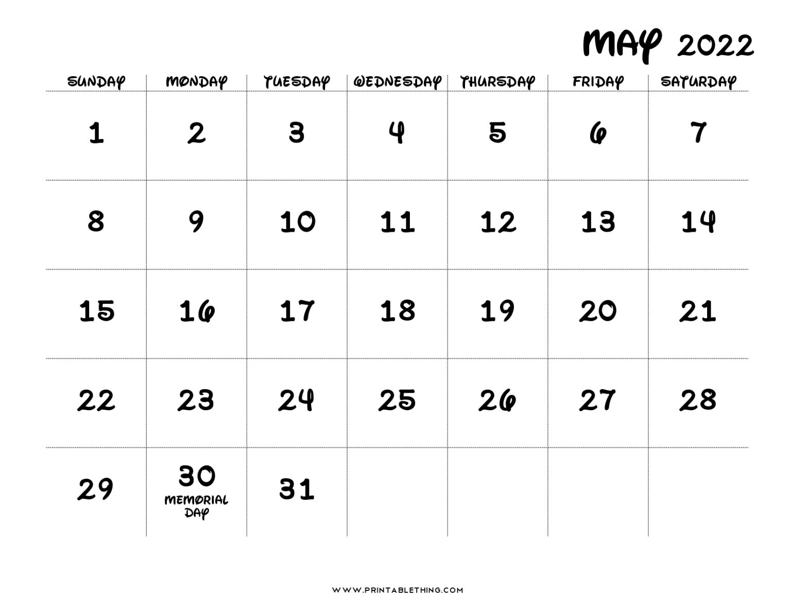 May 2022 Calendar | Printable, Pdf, Us Holidays, 2022