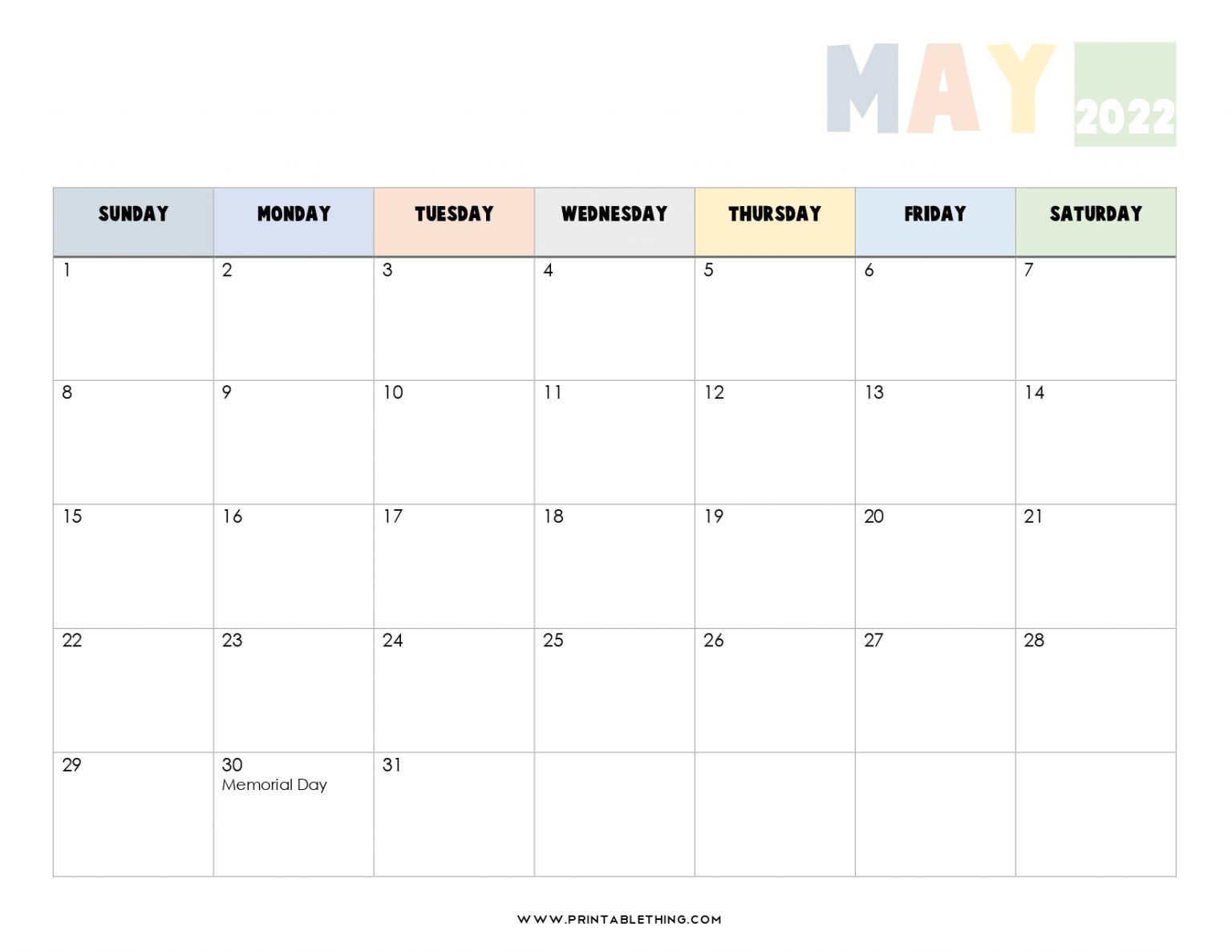 May 2022 Calendar | Printable, Pdf, Us Holidays, 2022