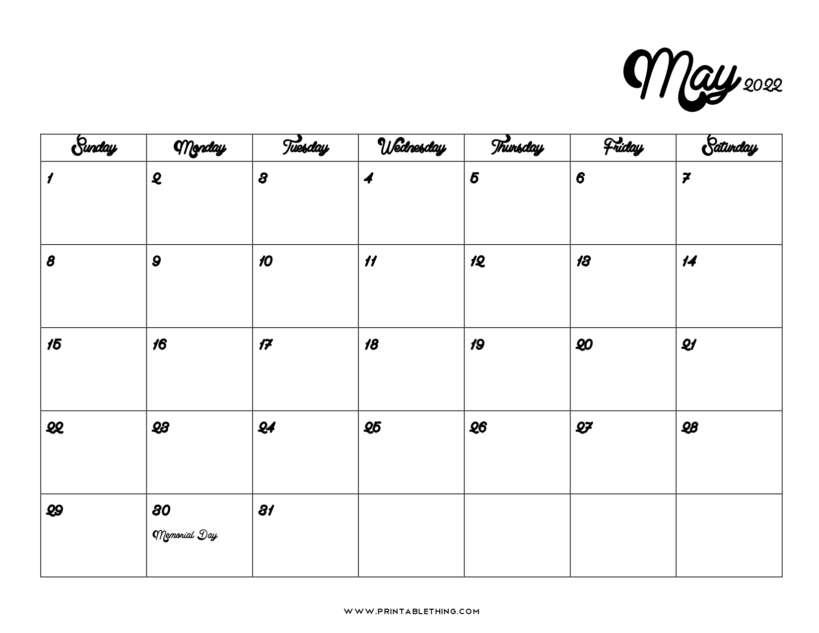 May 2022 Calendar | Printable, Pdf, Us Holidays, 2022