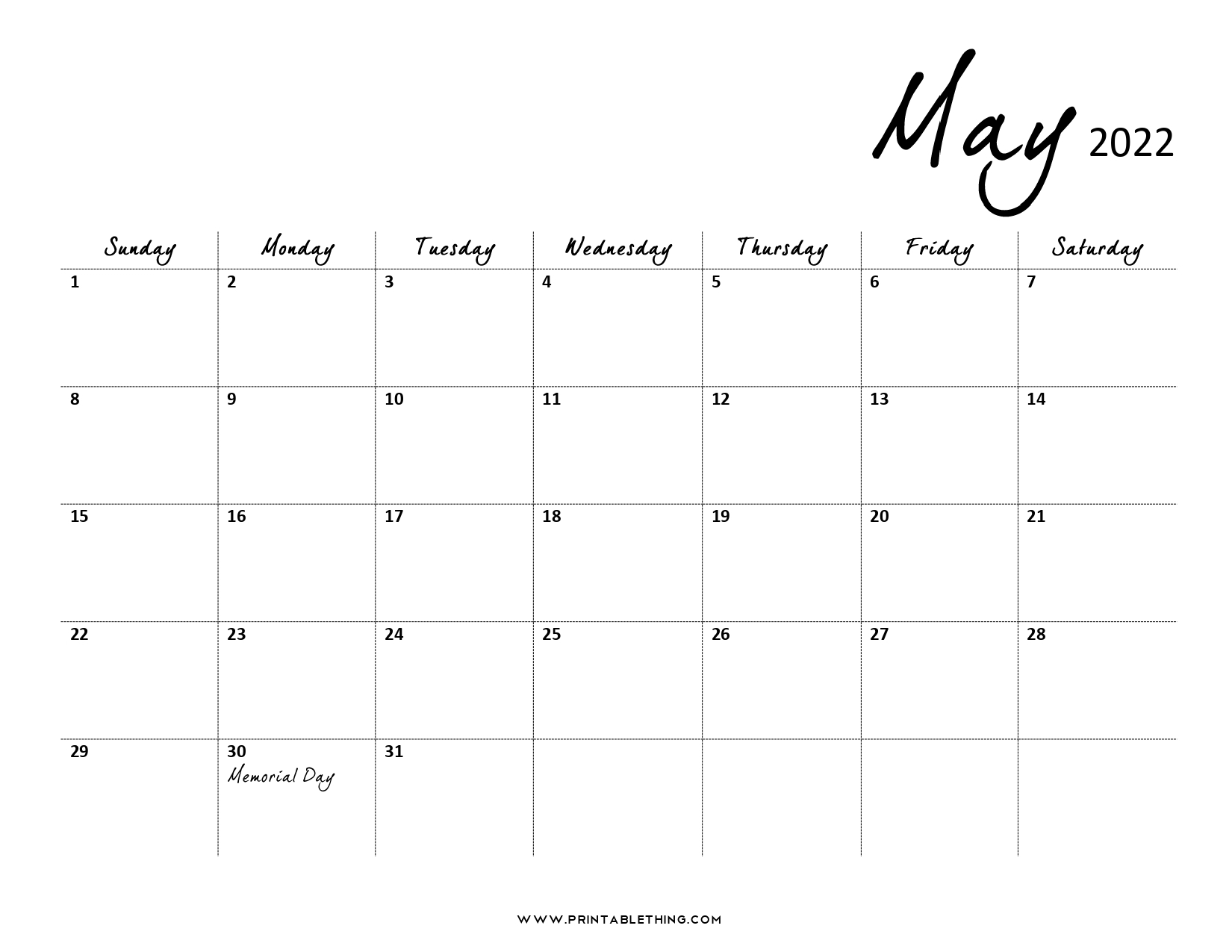 May 2022 Calendar | Printable, Pdf, Us Holidays, 2022