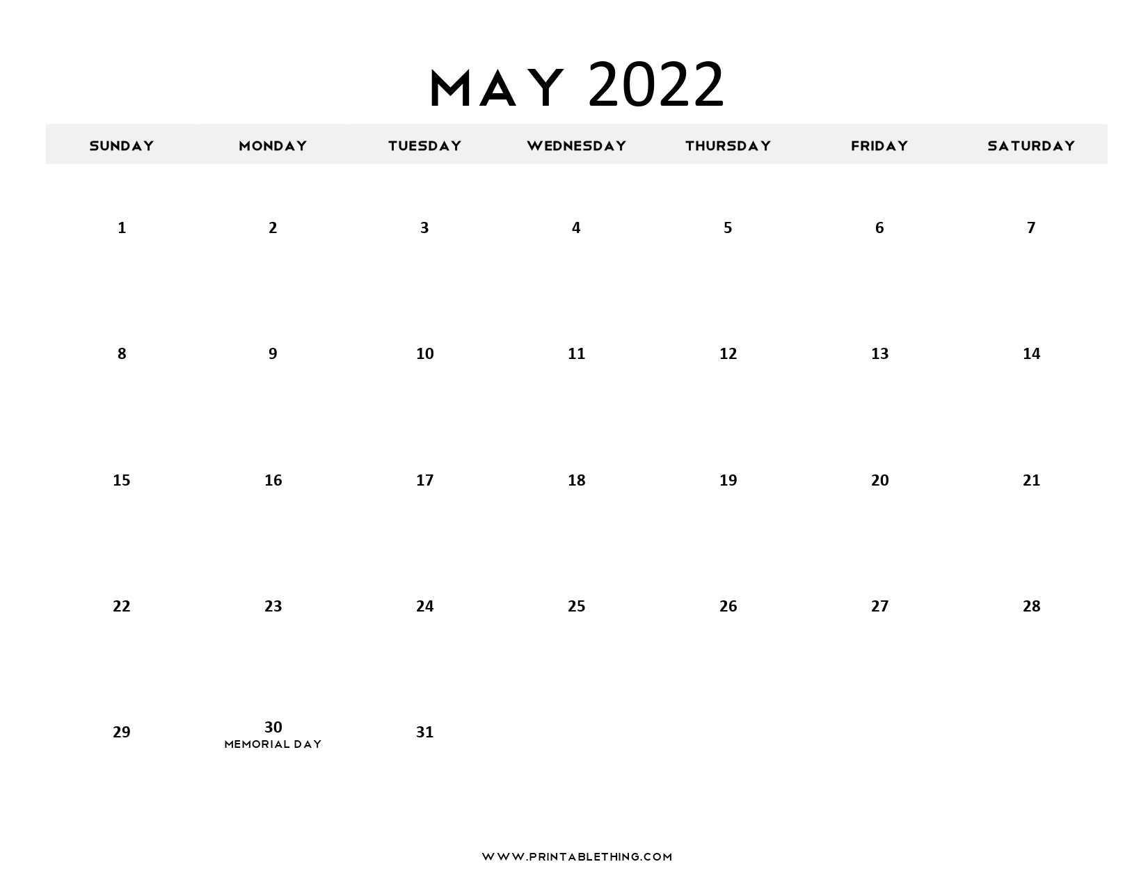 May 2022 Calendar | Printable, Pdf, Us Holidays, 2022