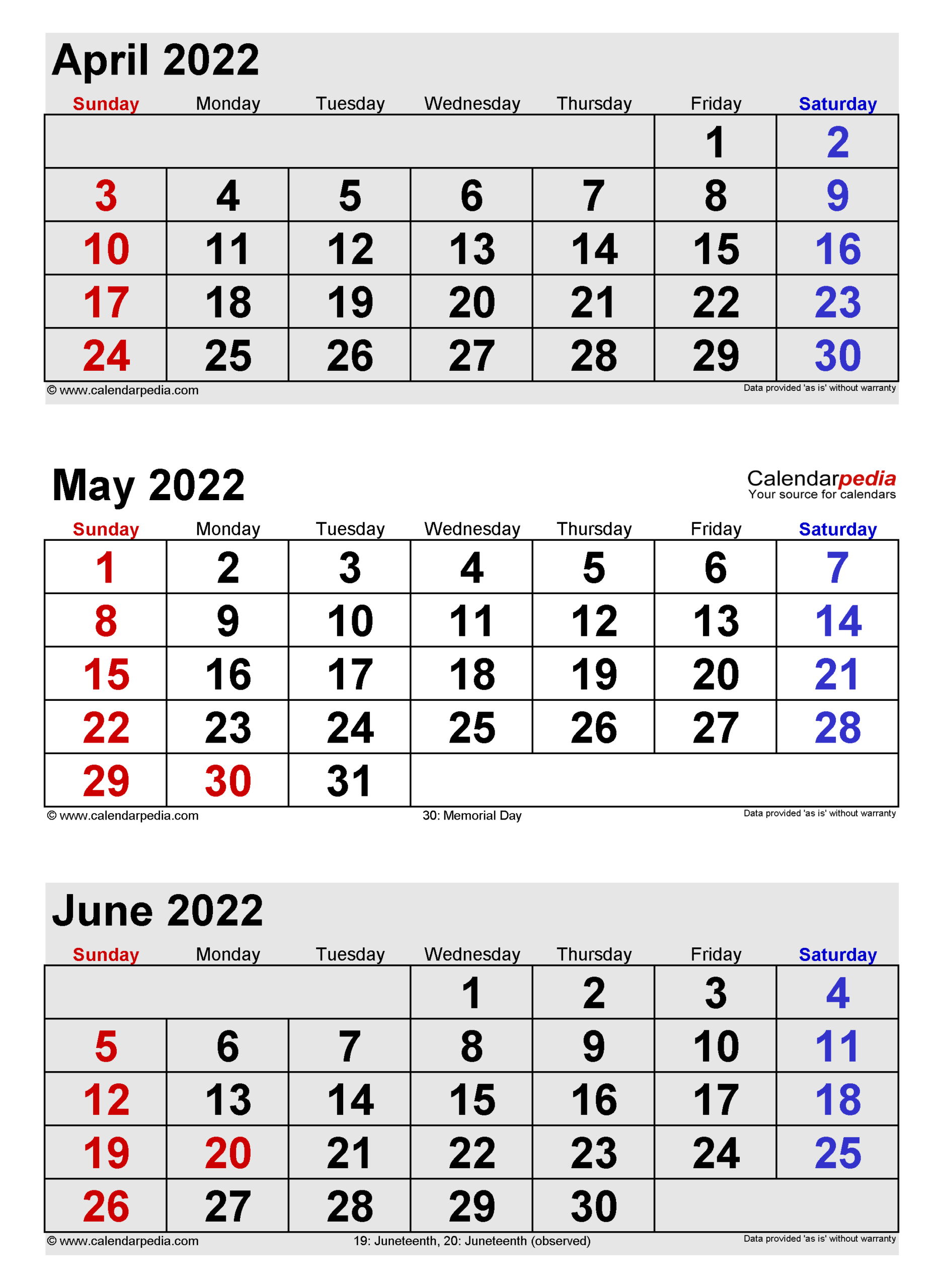 May 2022 Calendar | Templates For Word, Excel And Pdf