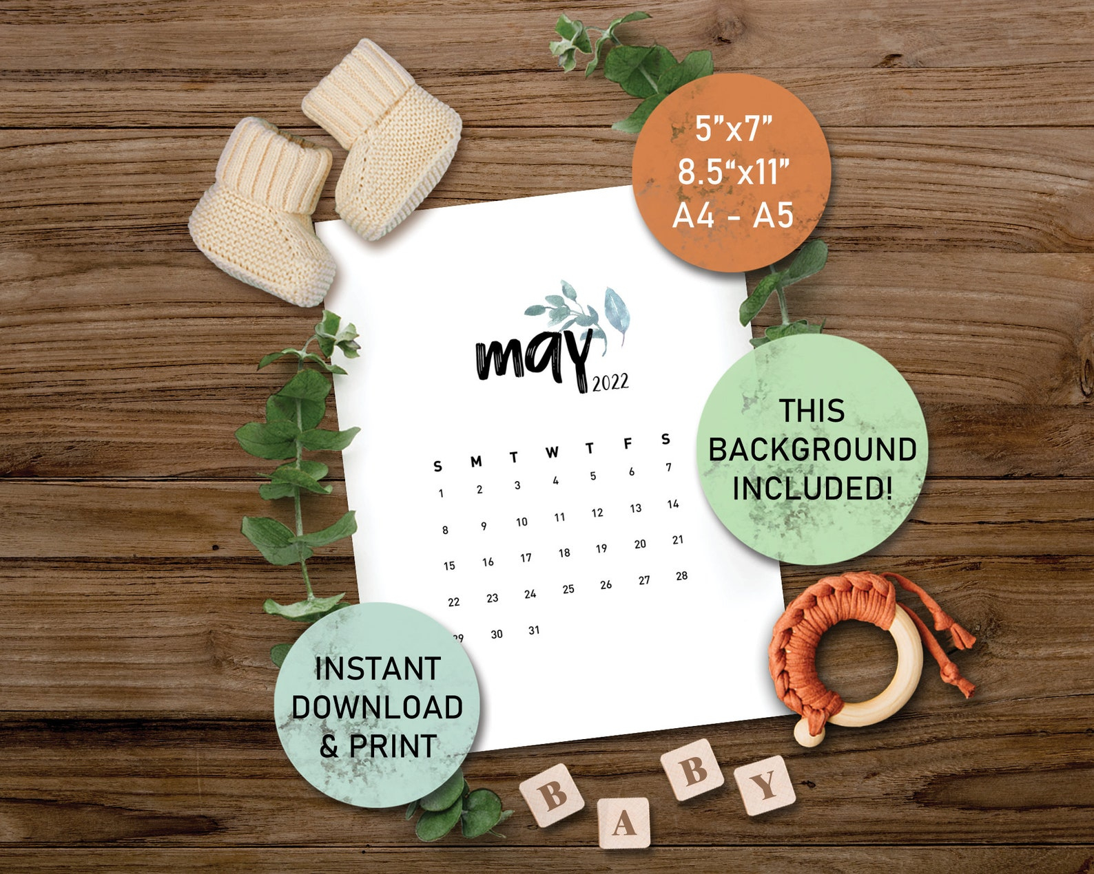 May 2022 Pregnancy Announcement Calendar Printable
