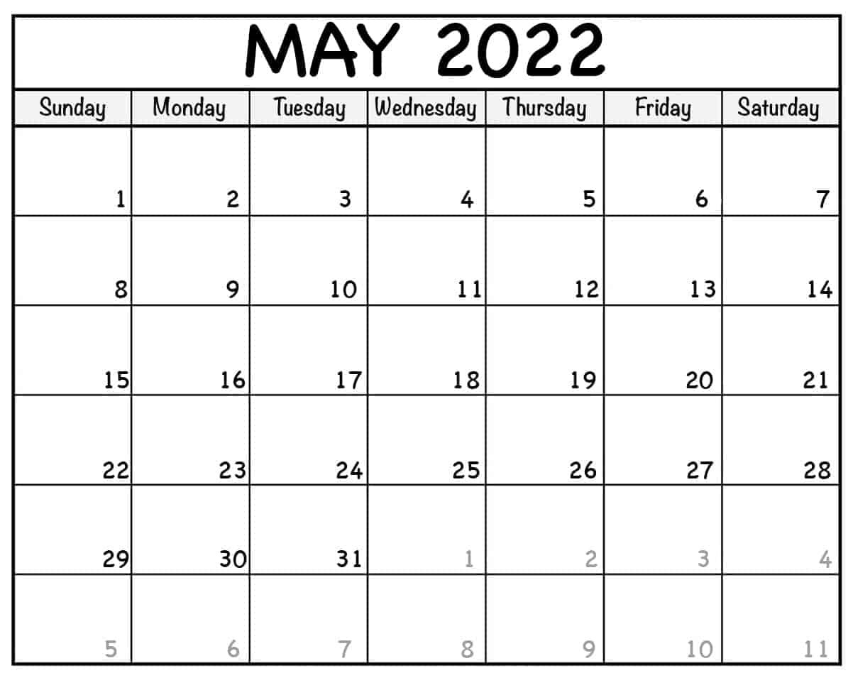 May Month Daily Calendar 2022 - Latest News Update