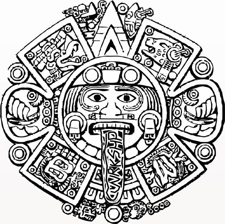 Mayan Calendar Face Outline - Google Search | Aztec Art