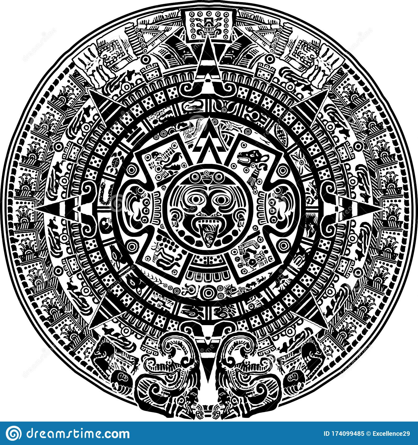 Mayan Calendar Stock Illustration. Illustration Of Aztec