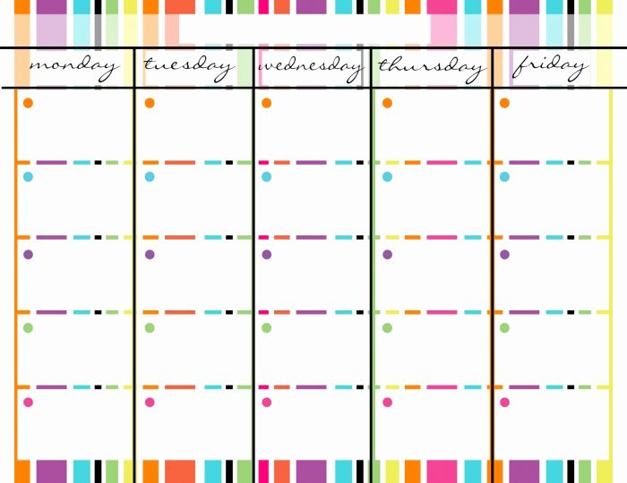 Monday Through Friday Printable Calendar November Monday