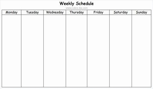 Monday Through Sunday Schedule Template Elegant Weekly