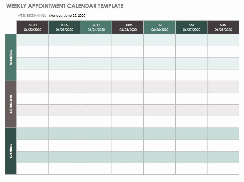 Monday Through Sunday Schedule Template Unique Free