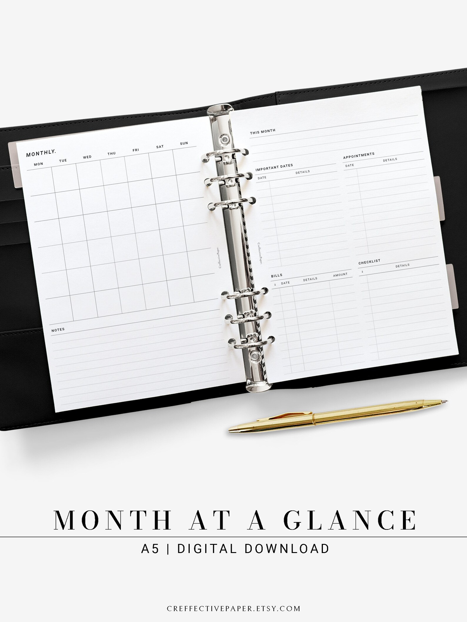 Month At A Glance Printable Month Calendar Printable