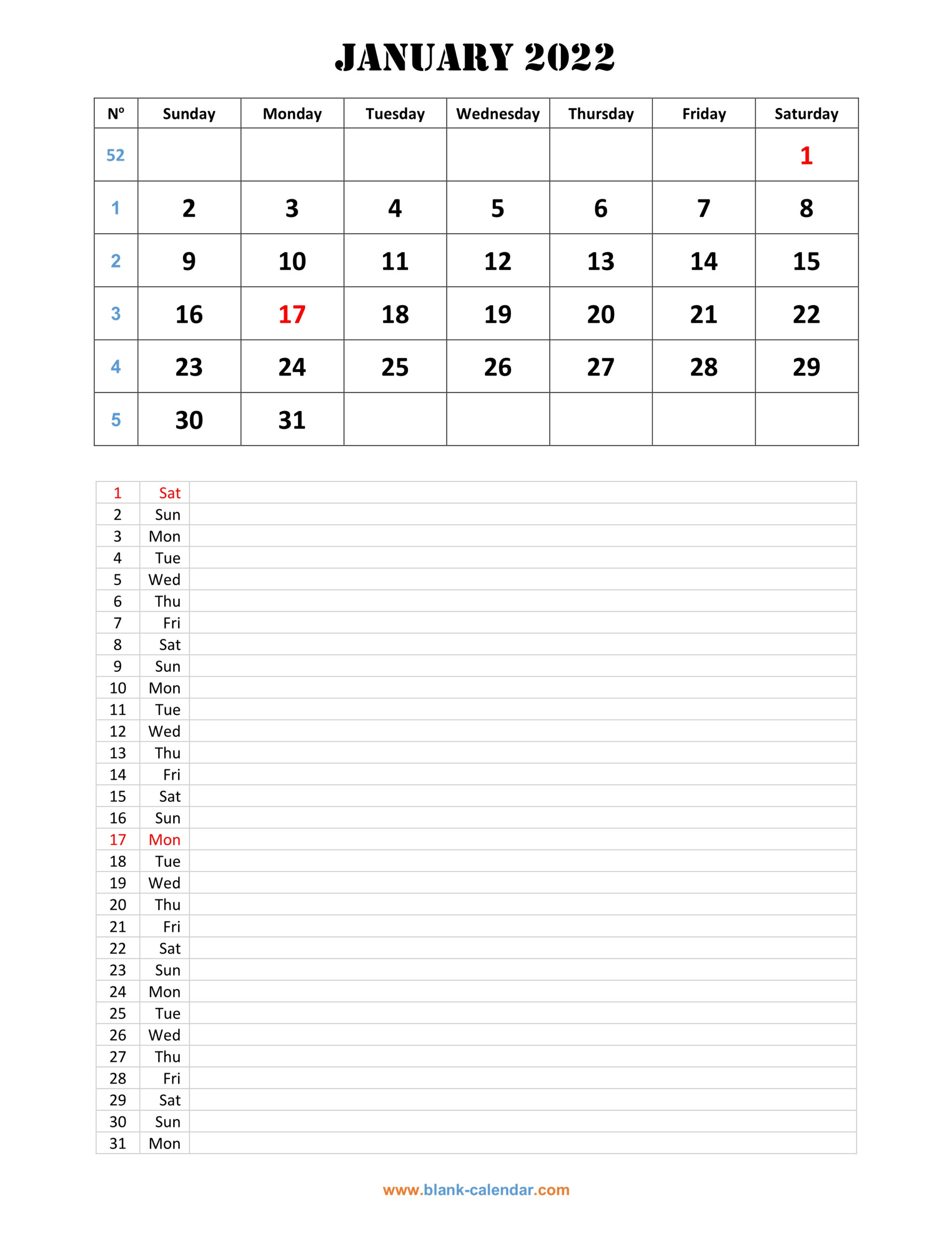 Monthly Calendar 2022 | Free Download, Editable And Printable