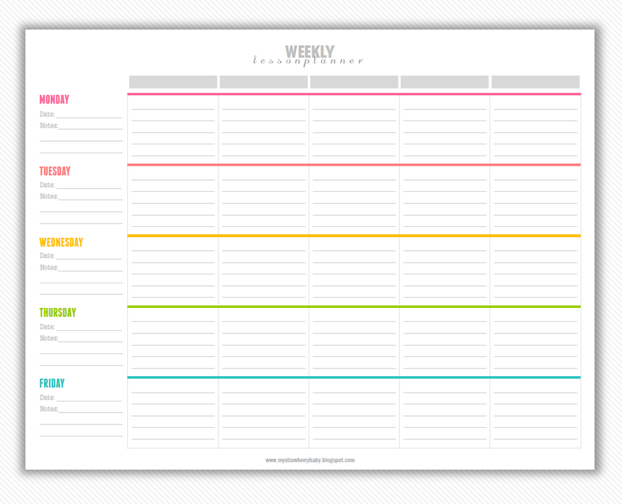 My Strawberry Baby: Free Printable Weekly Lesson Plan