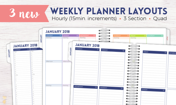 New Weekly Planner Layout Options | Purpletrail Planners