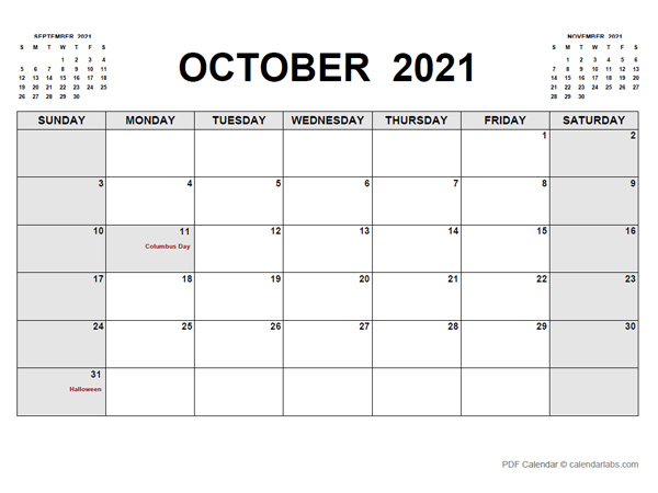 October 2021 Calendar | Calendarlabs