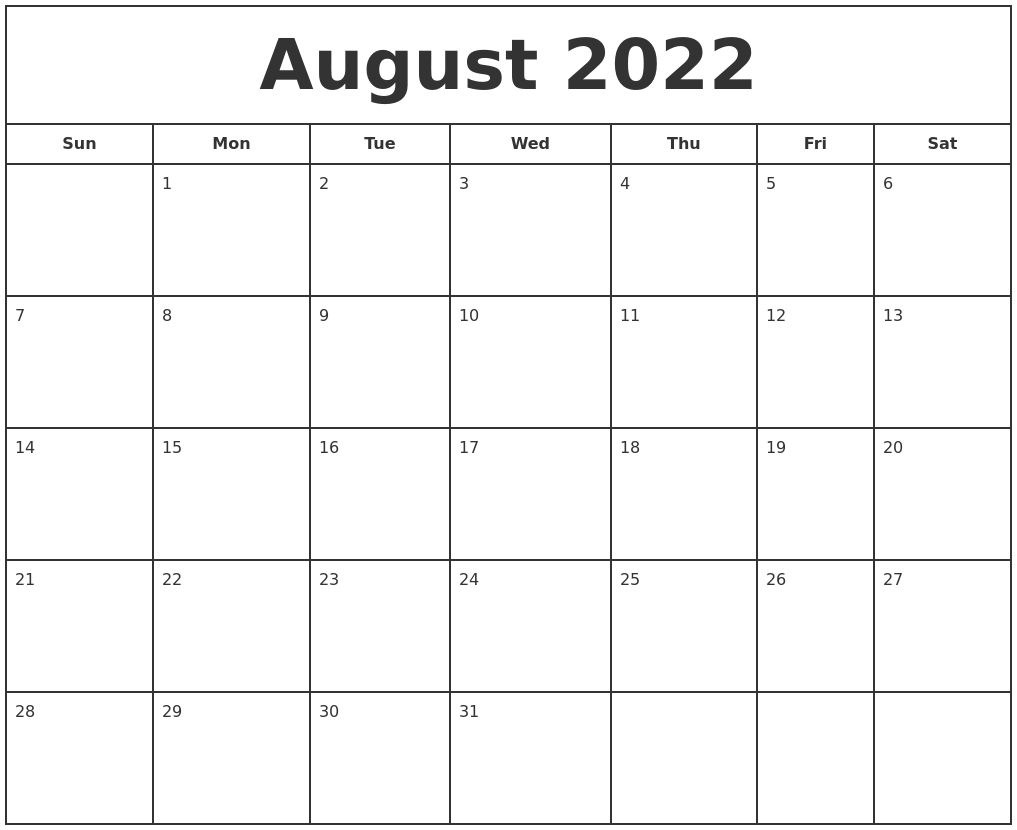 October 2022 Calendar Maker