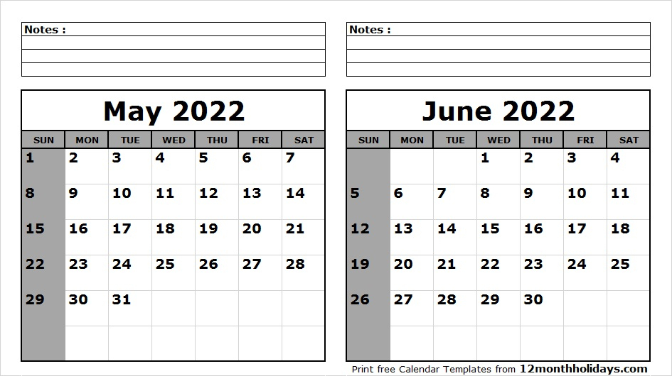 One Month Calendar May And June 2022 - Calendar 2022