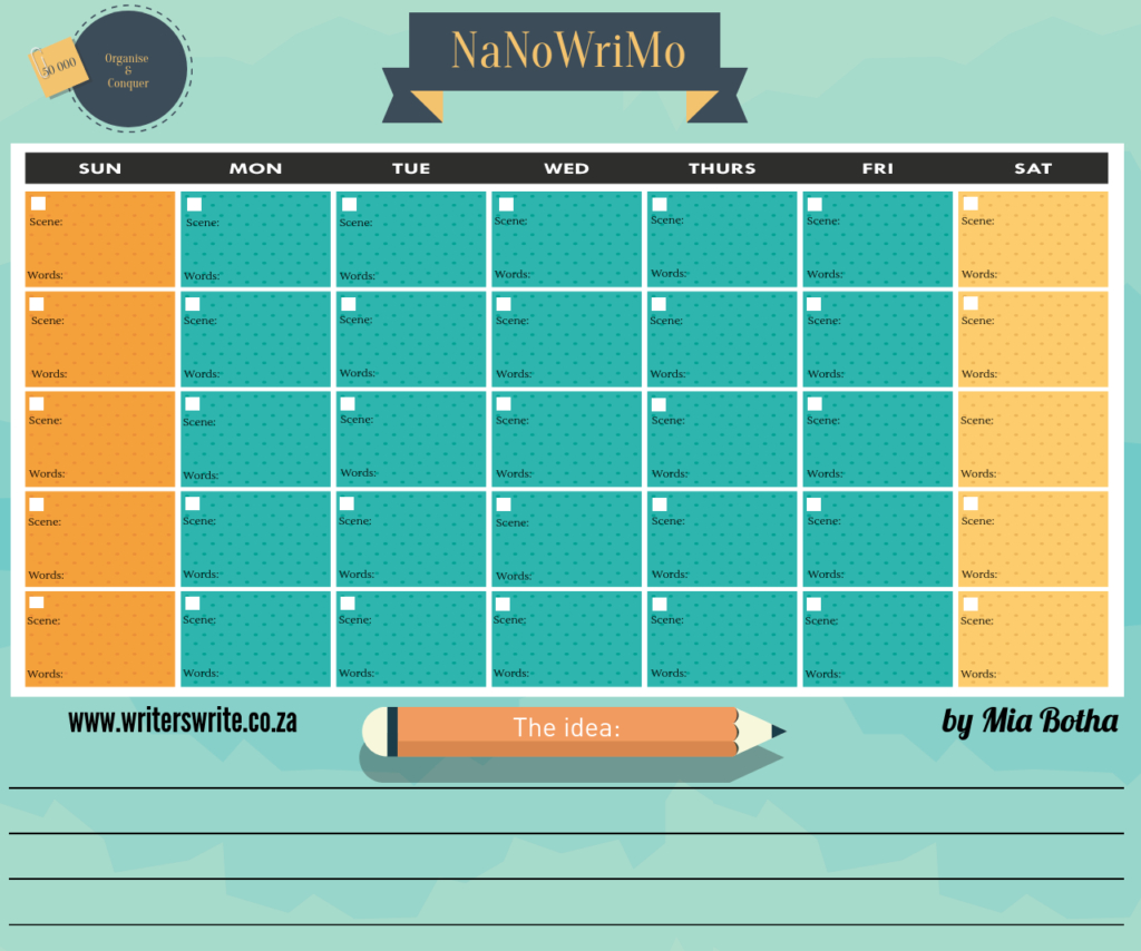 Perennial Nanowrimo Calendar | Writers Write