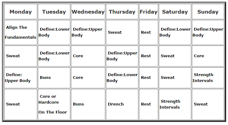 Piyo Workout Schedule And Calendar From Beachbody