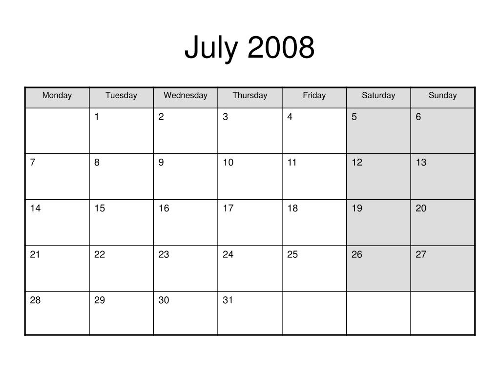 Ppt - 2008 Monthly Calendar Powerpoint Presentation, Free