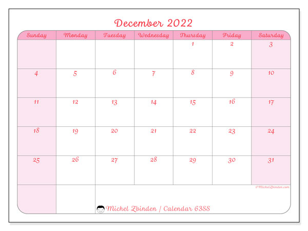 Printable 2022 Calendars &quot;Sunday - Saturday&quot; - Michel