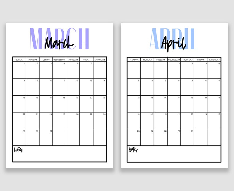 Printable 8.5X11 Calendar - Monthly Calendar Page For