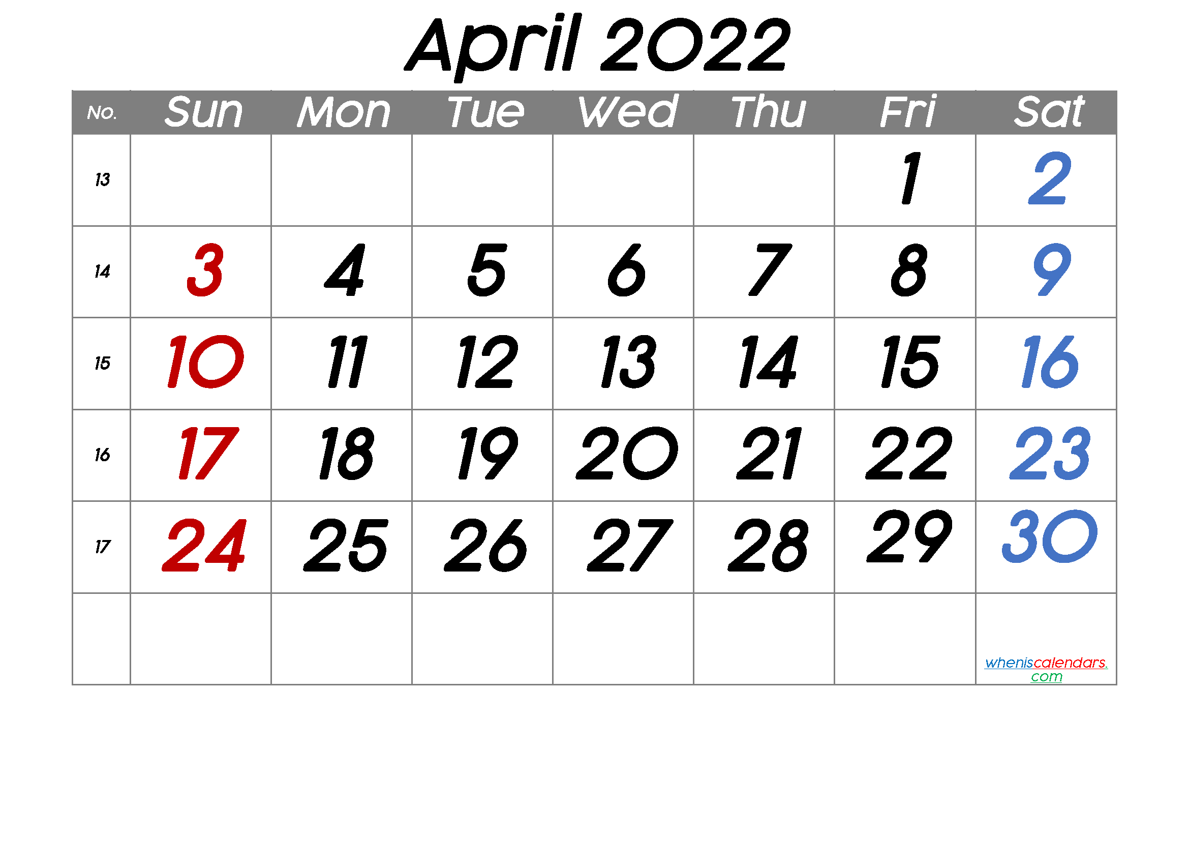 Printable April 2022 Calendar - 6 Templates - Free