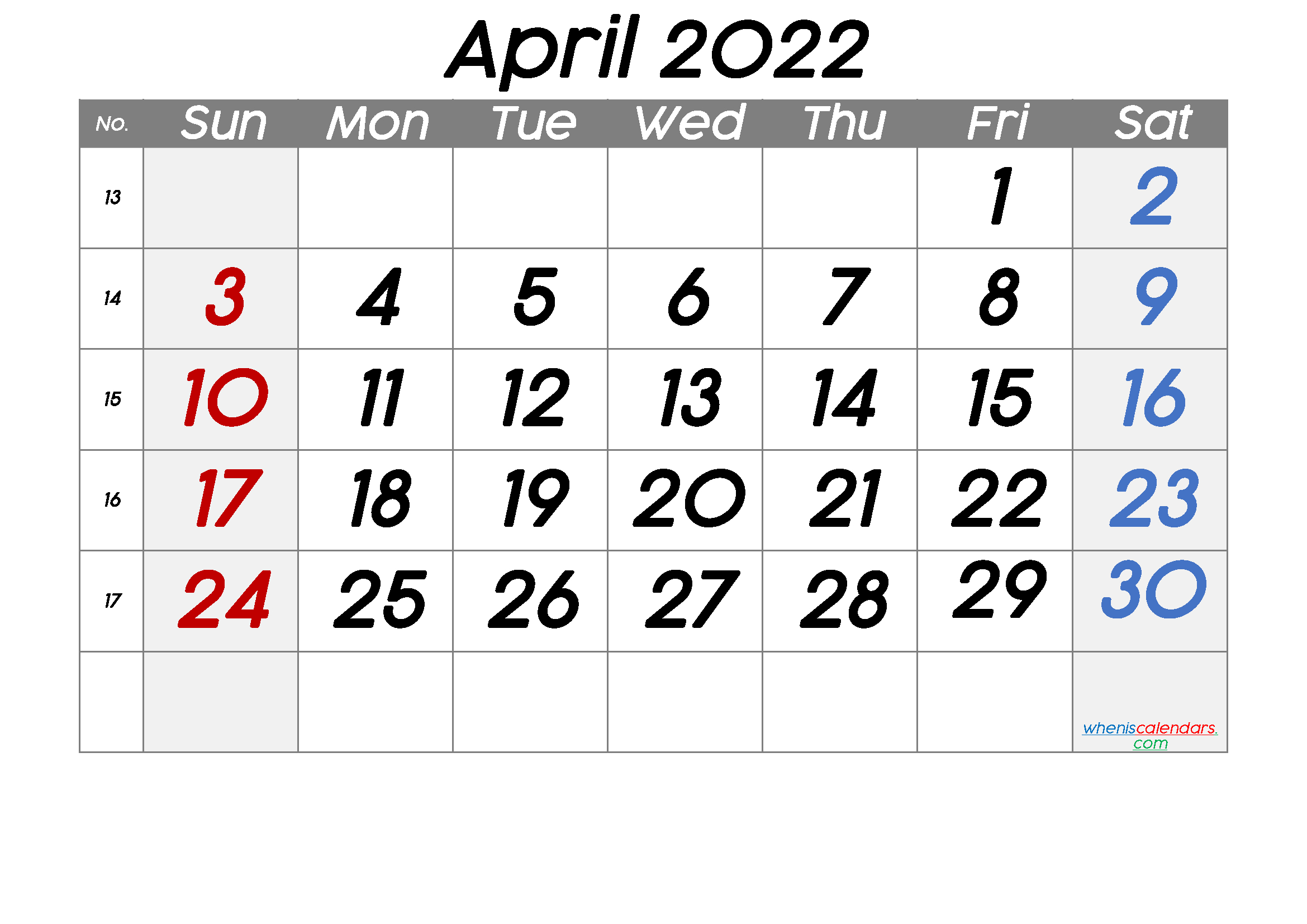 Printable April 2022 Calendar - 6 Templates - Free