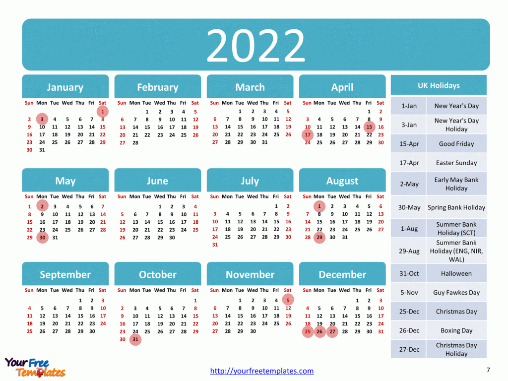 Printable Calendar 2022 Template With Holidays - Page 3 Of