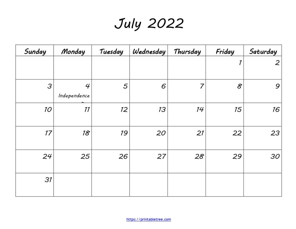 Printable Calendar July 2022 Pdf | Blank Calendar July