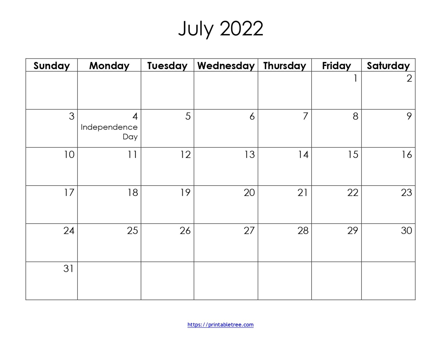 Printable Calendar July 2022 Pdf | Blank Calendar July