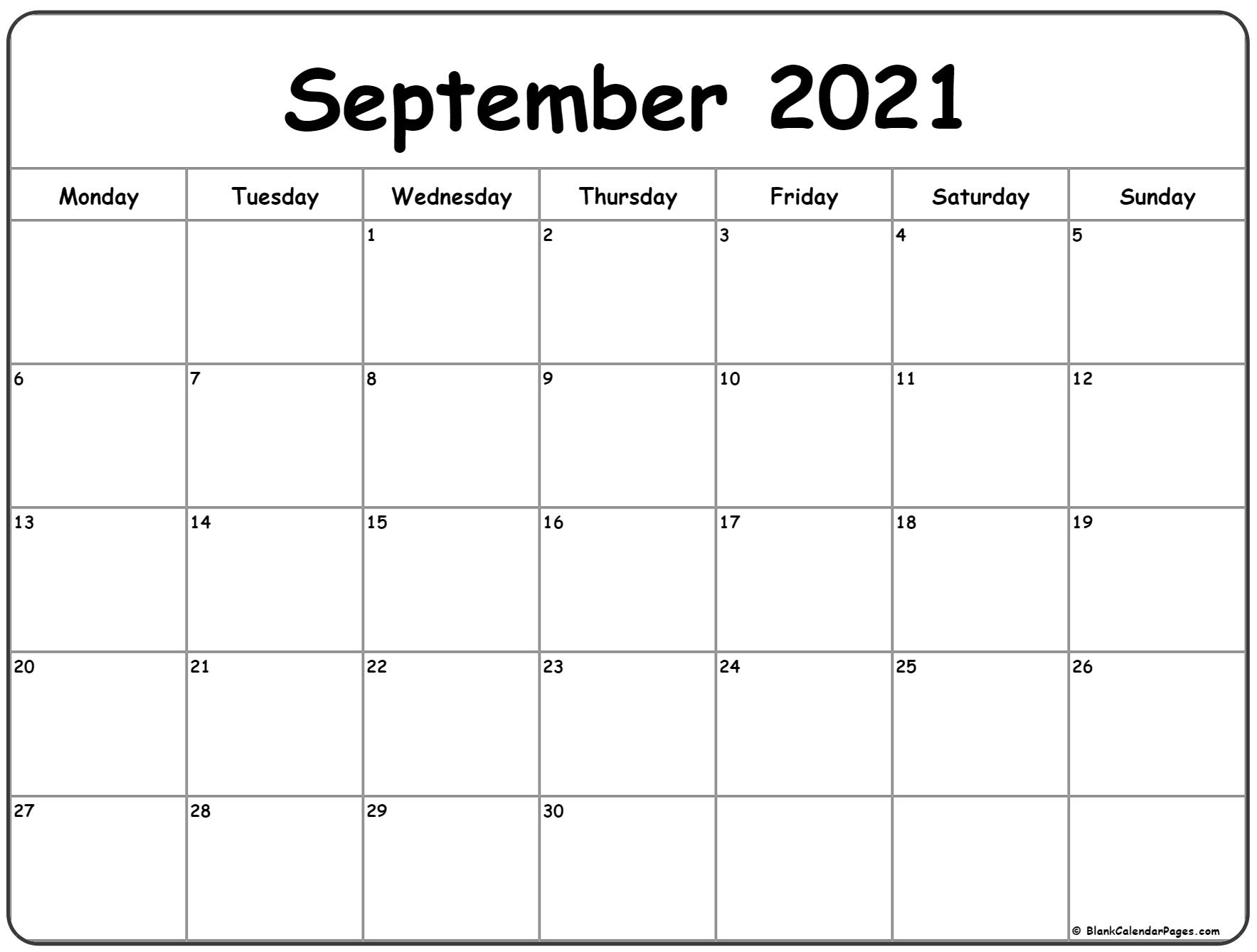 Printable Calendar Monday To Sunday 2021 | Free Letter