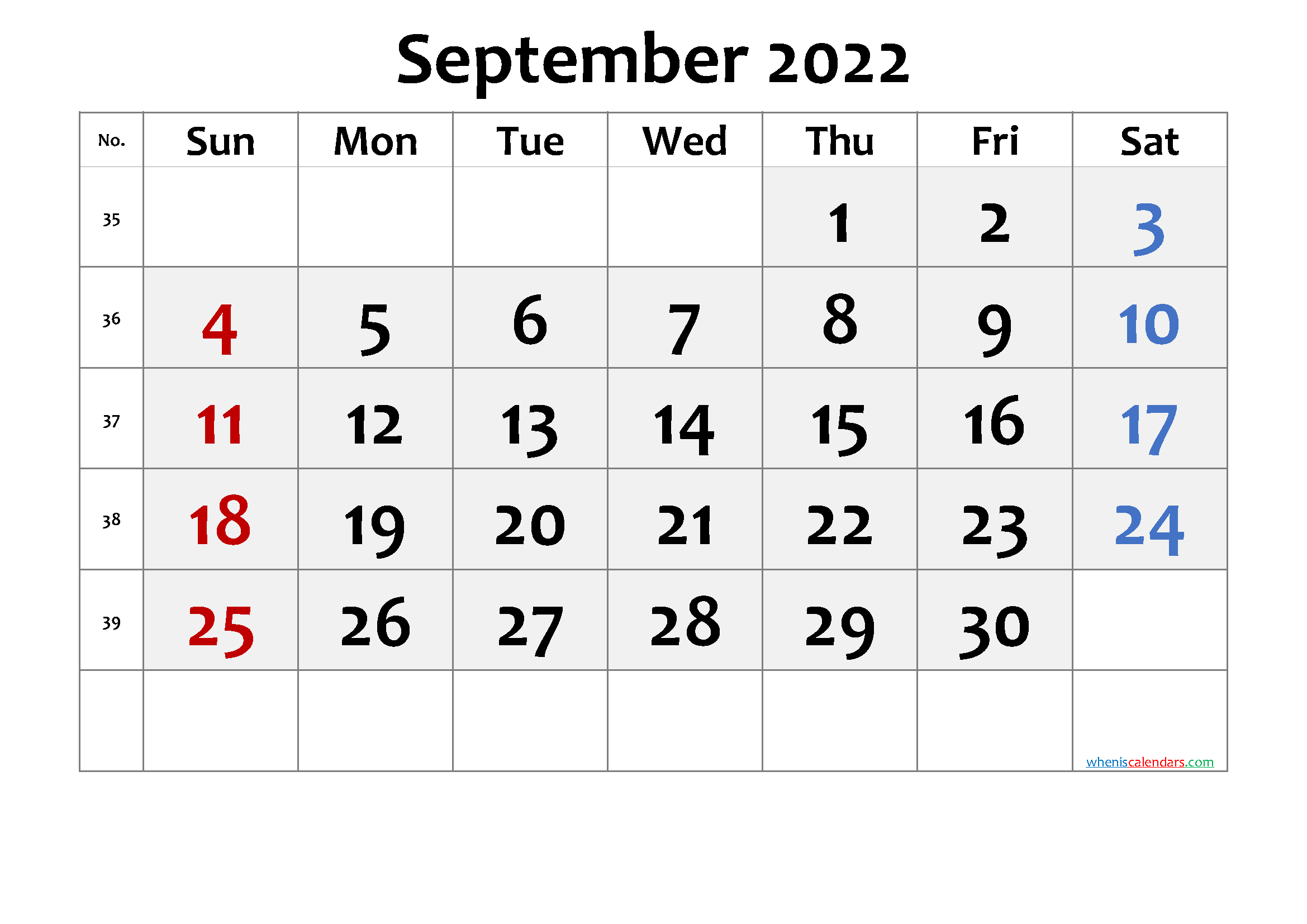 Printable Calendar September 2022 - 6 Templates