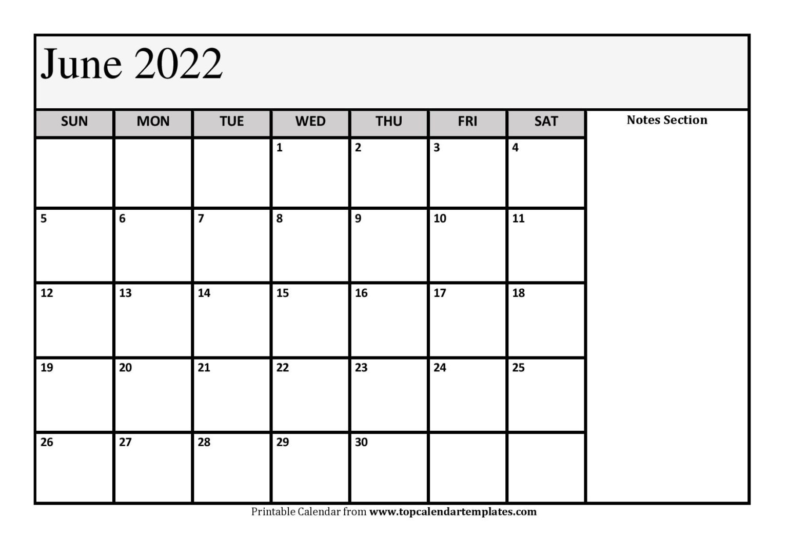 Printable June 2022 Calendar Template (Pdf, Word, Excel)