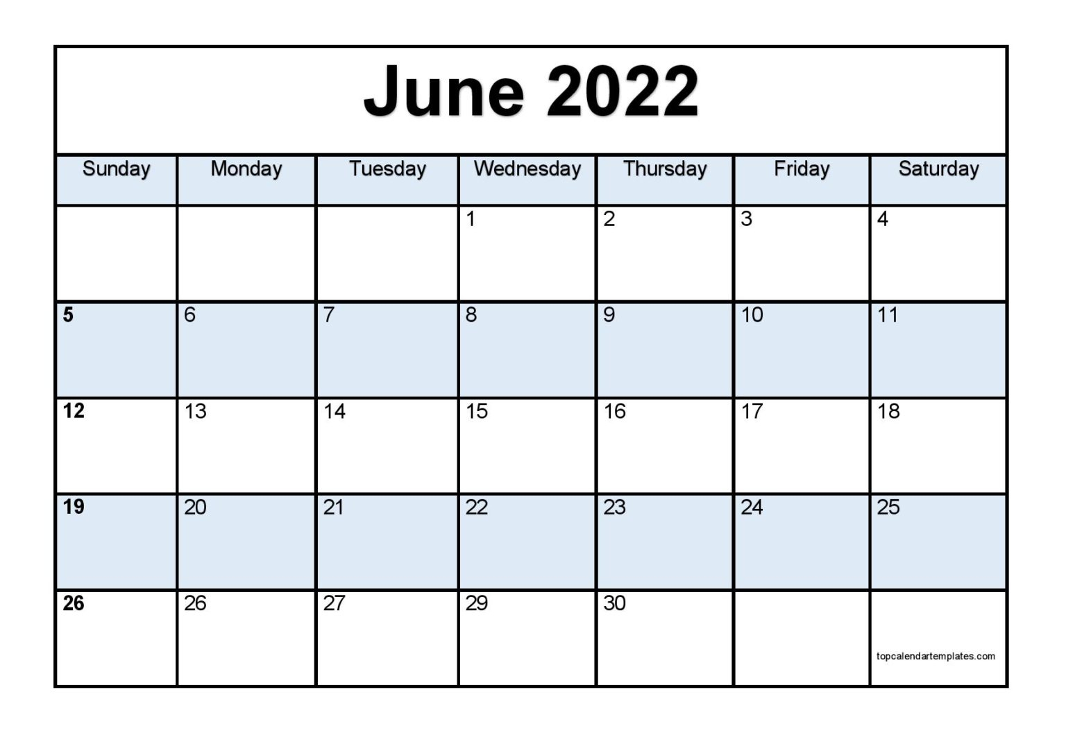 Printable June 2022 Calendar Template (Pdf, Word, Excel)