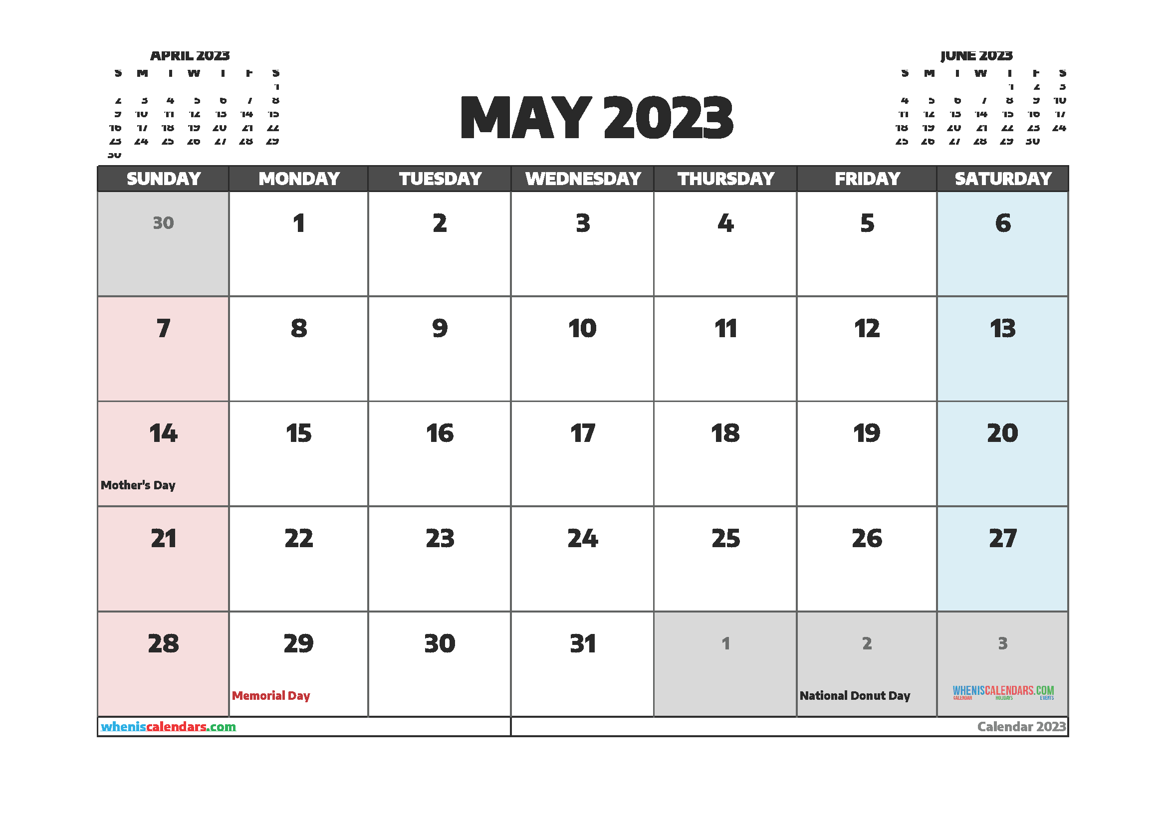 Printable May 2023 Calendar Free - 12 Templates