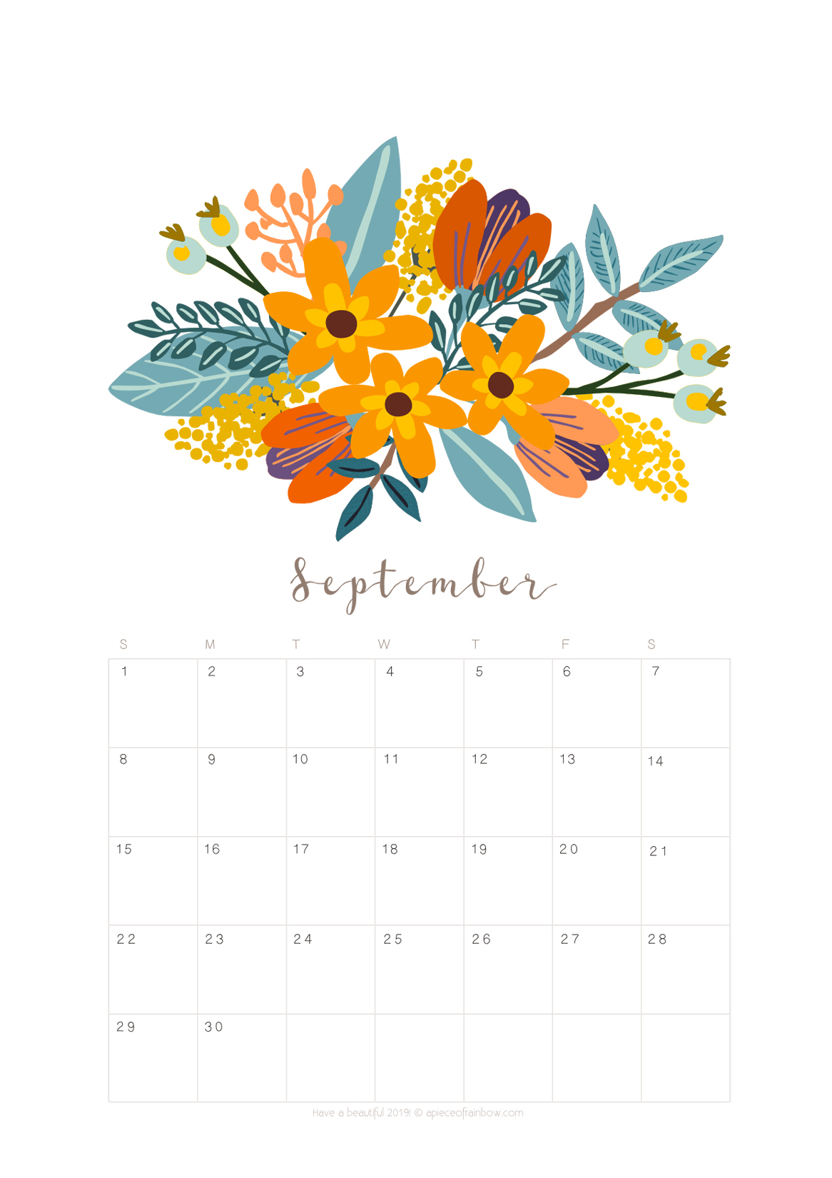 Printable September 2019 Calendar Monthly Planner {2