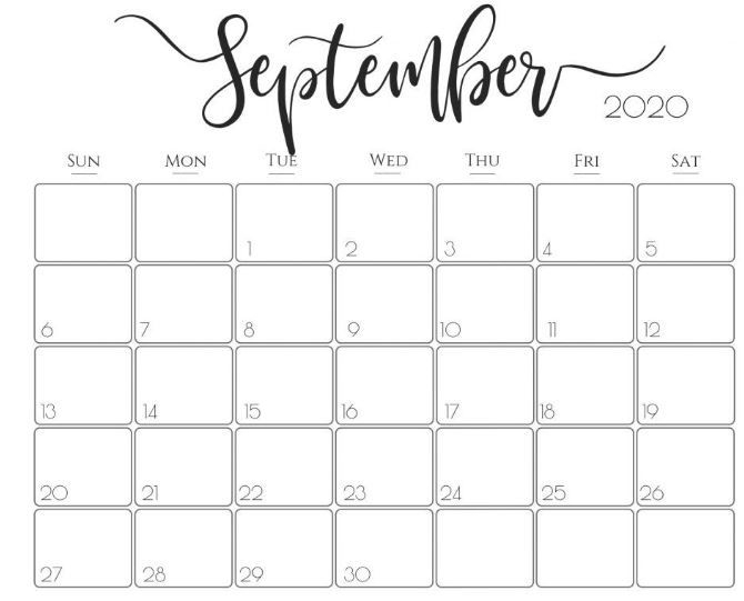 Printable September 2020 Calendar Update Weekly Update