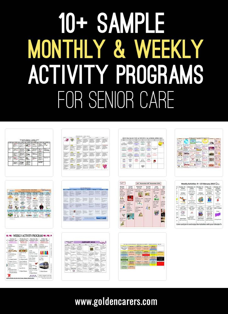 Sample Activities Calendars | Senior Living Activities