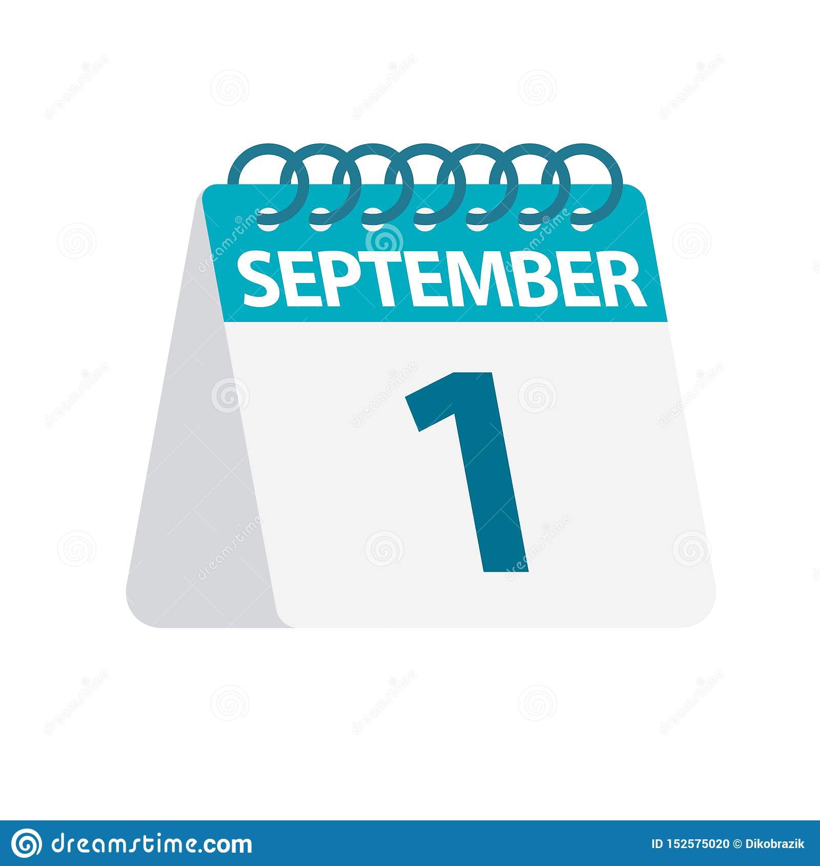 September 1 - Calendar Icon. Vector Illustration Of One