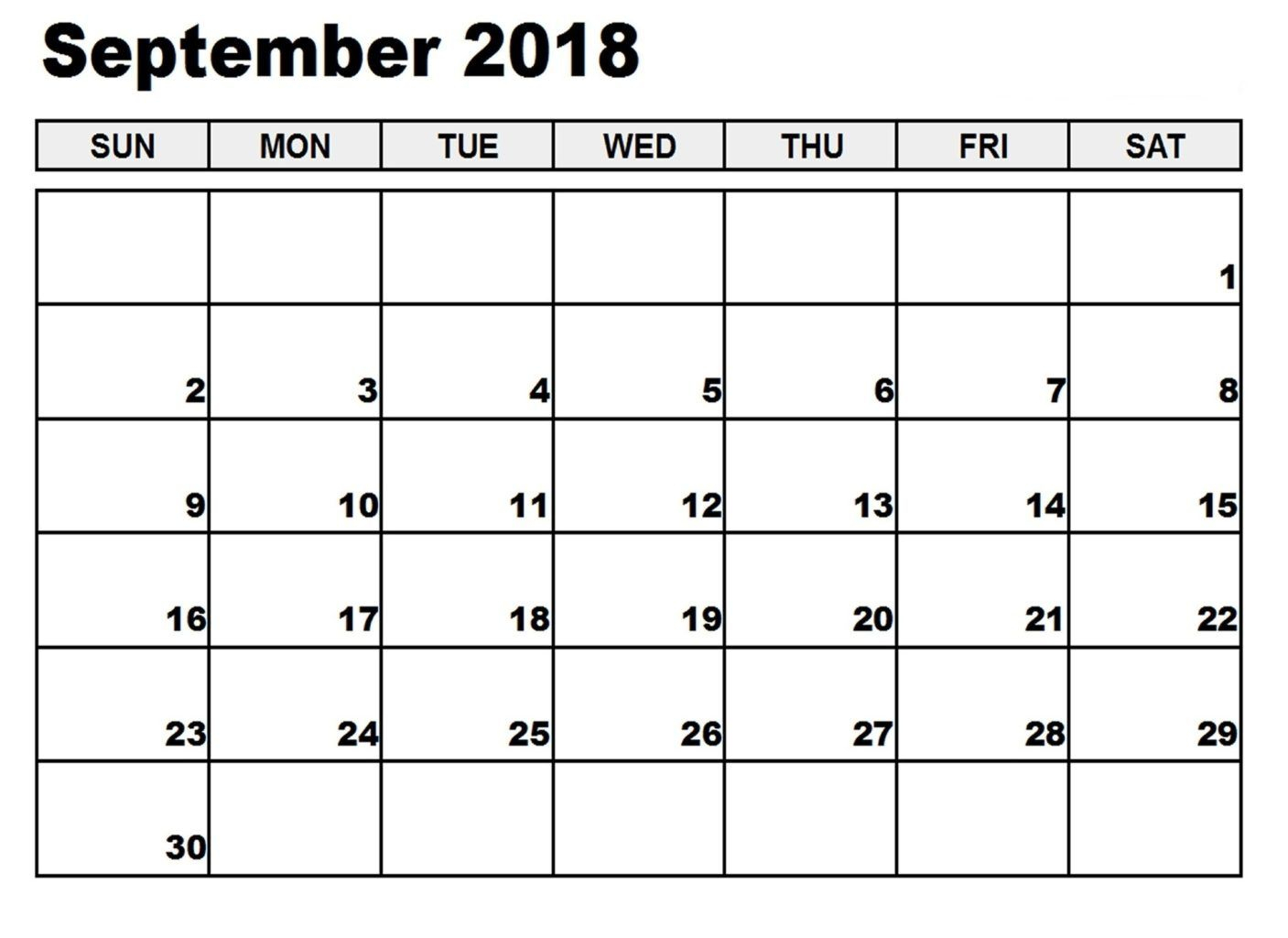 September 2018 Pdf Calendar | Calendar, Weekly Printable