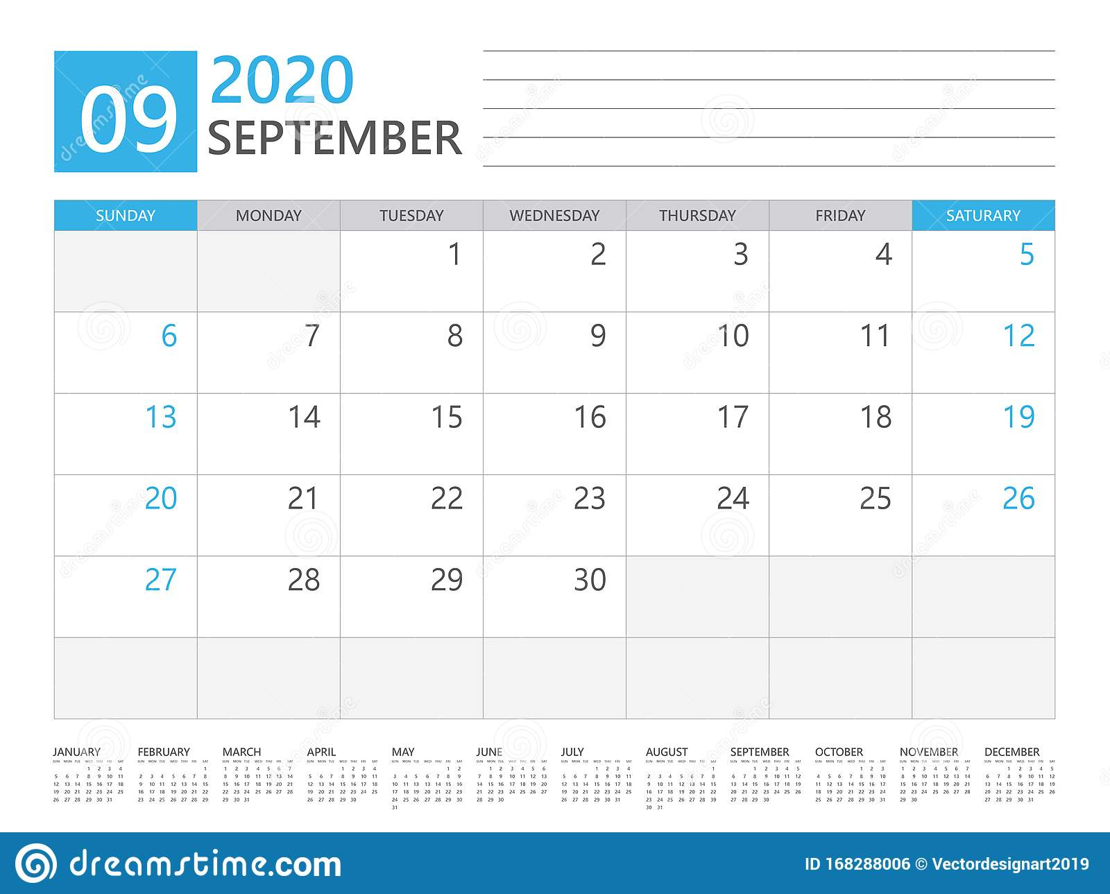 September 2020 Calendar Planner Set For Template Corporate