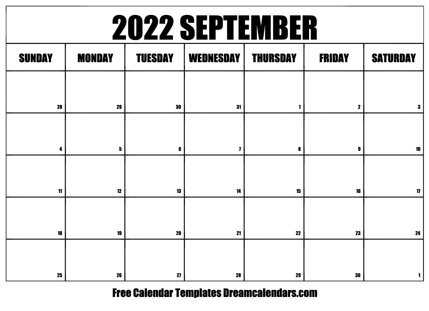 September 2022 Calendar | Free Blank Printable Templates