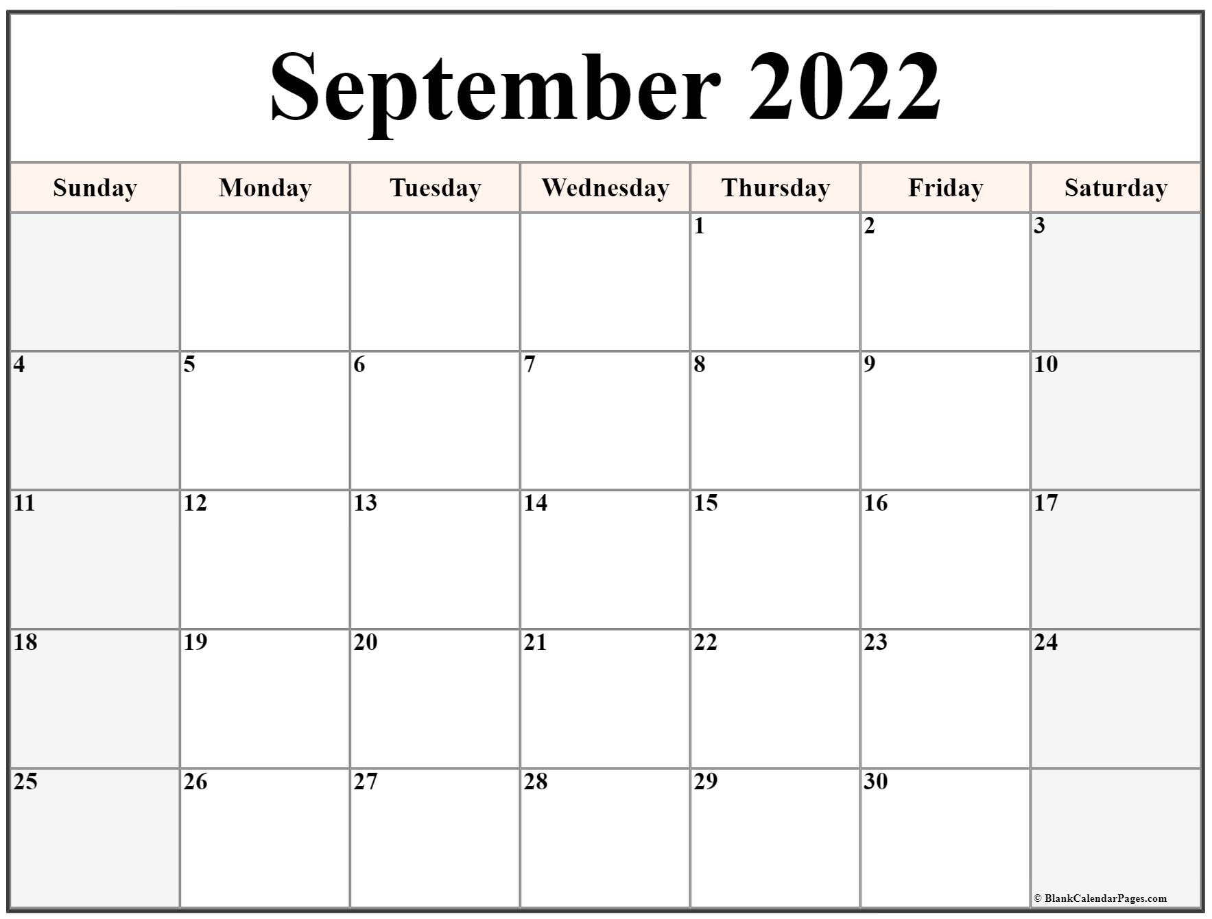 September 2022 Calendar | Free Printable Calendar Templates