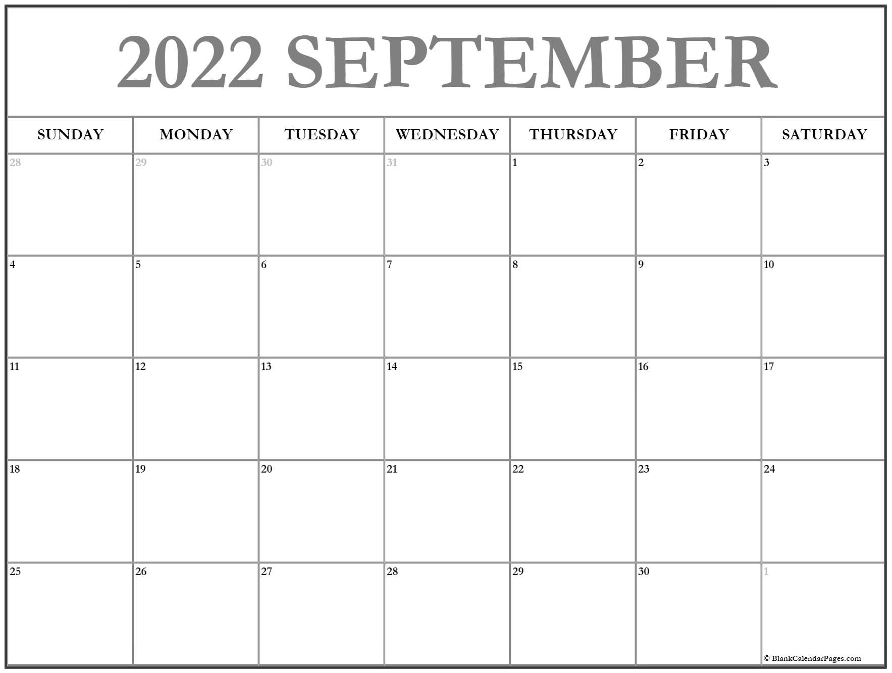 September 2022 Calendar | Free Printable Calendar Templates