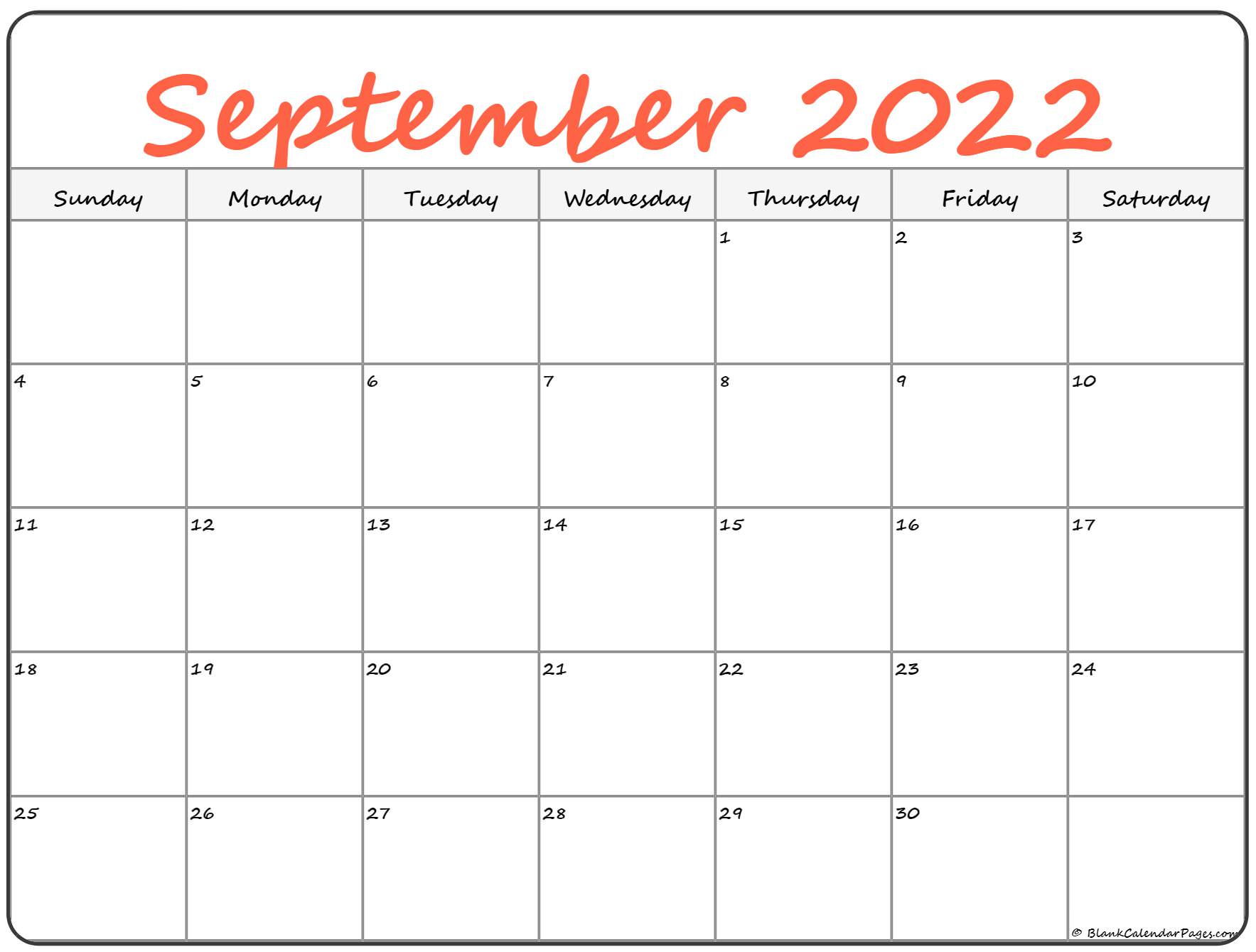 September 2022 Calendar | Free Printable Calendar Templates